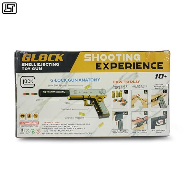 G Lock Gun-Shell ejecting Toy Gun Pistol with Silencer - Image 6