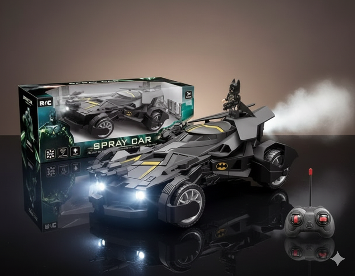 kid batman rc car with spray and remote control