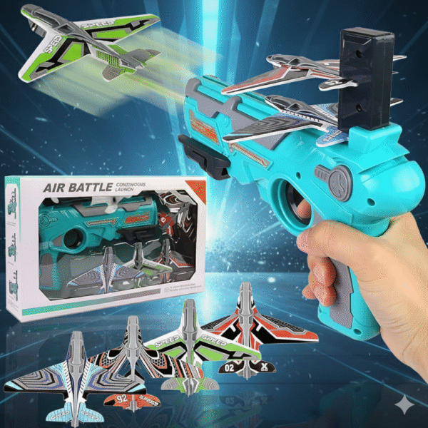 Flying Airplane Toy for Kids | Foam Plane with Air Battle Gun - Image 1