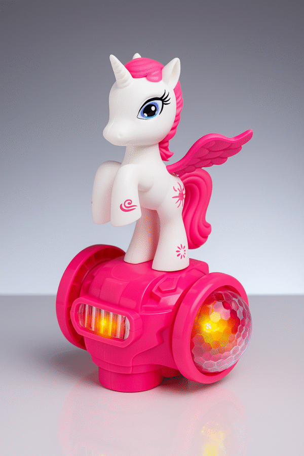 unicorn musical toy for kids – bump and go with 360° rotation & lights
